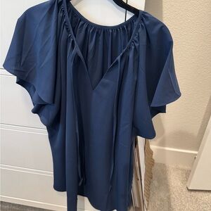 Flutter Sleeve Blue Women's Top